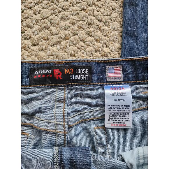 ARIAT FR M3 Loose Straight CAT 2 40x34 Men's Denim Jeans - Picture 7 of 12
